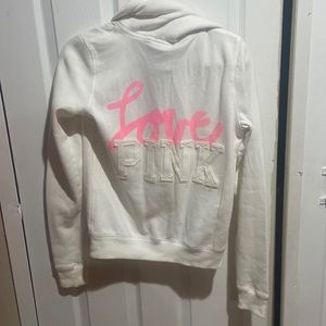 White love pink zip up hoodie fits 6-8 dress size